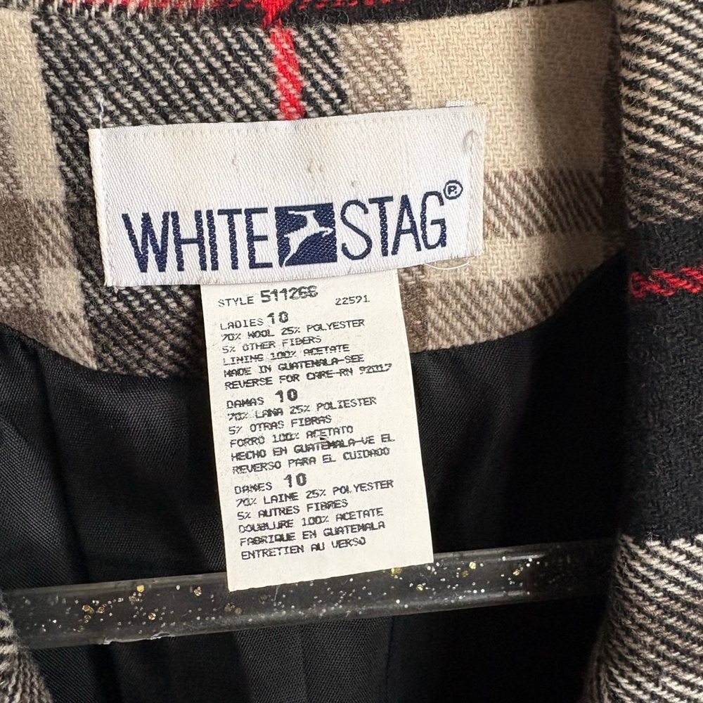 Vintage White Stag Women's Checkered Blazer - Black, Red, Cream - Picture 5 of 7